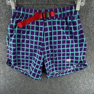 Topo Designs Purple Blue Geometric Shorts Belted XS Women Nylon Stretch Adult